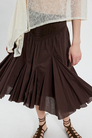 FP One Frida Godet Midi Skirt at Free People in Chocolatier, Size: Small