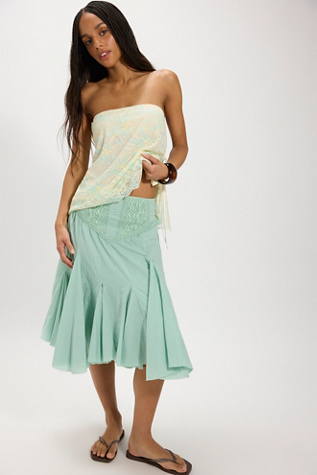 FP One Frida Godet Midi Skirt at Free People in Cameo Green, Size: XS