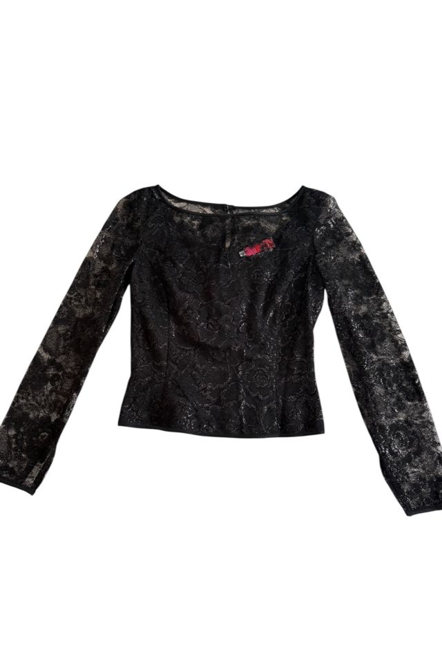 1990s Ungaro Satin Trimmed Metallic Lace Top Selected by Personal Choice #1
