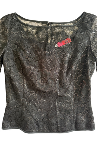 1990s Ungaro Satin Trimmed Metallic Lace Top Selected by Personal Choice