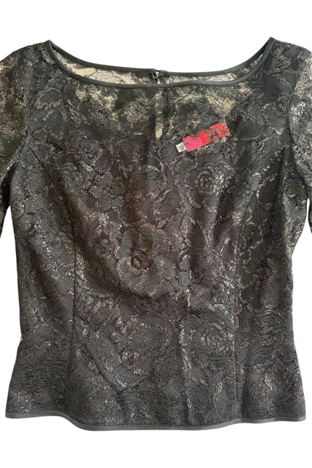 1990s Ungaro Satin Trimmed Metallic Lace Top Selected by Personal Choice #2
