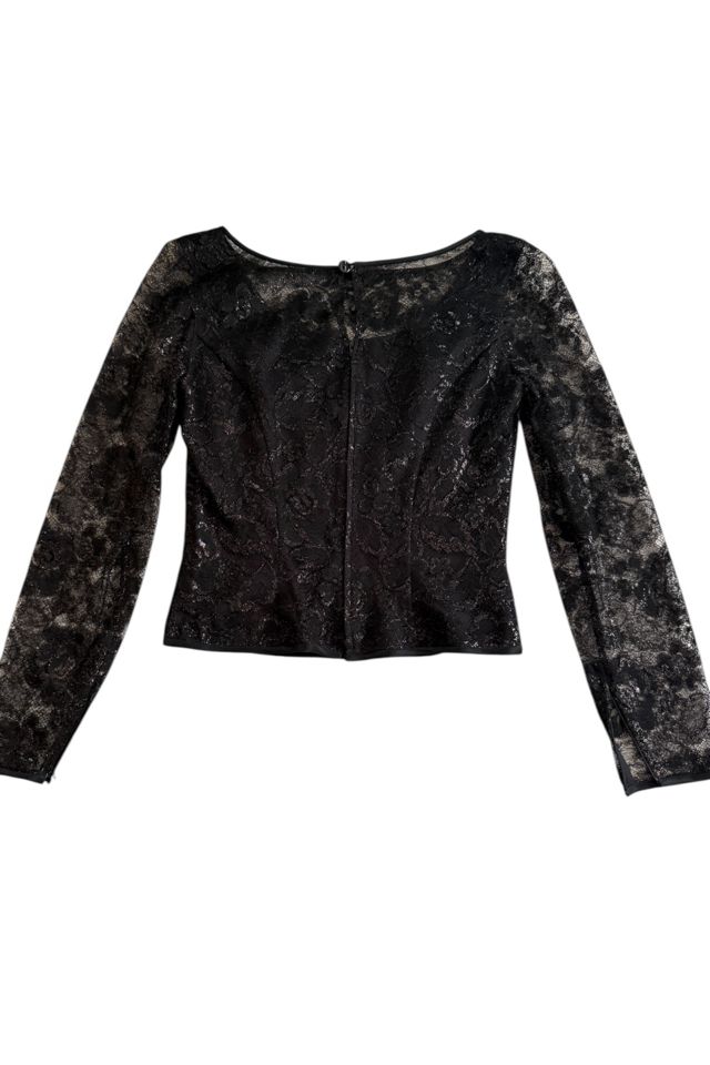1990s Ungaro Satin Trimmed Metallic Lace Top Selected by Personal Choice #3