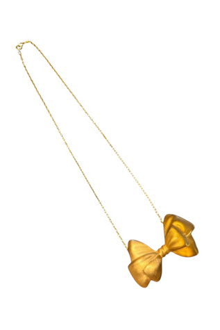 Женские колье Personal Choice 1990s Matte Gold Bow Pendant Selected, цвет: Жёлтый — фото 3