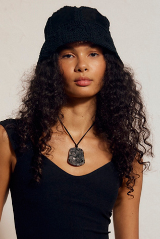 Lena Semiprecious Stone Necklace at Free People in Black Labradorite