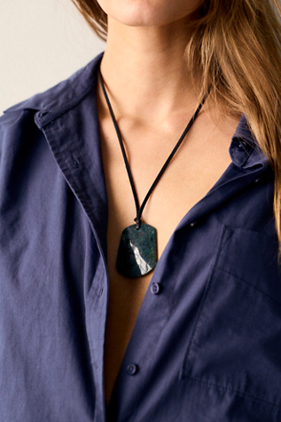 Lena Semiprecious Stone Necklace at Free People in Moss Green