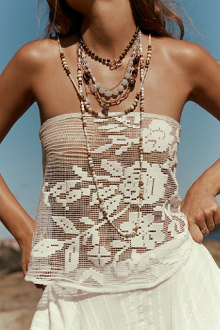 Single Layer Semiprecious Necklace by Free People in White