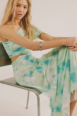 DŽO Lia One-Shoulder Maxi Dress by DZO at Free People in Green, Size: XS