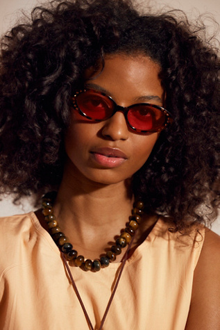 Lila Cat Eye Sunglasses by Free People in Brown