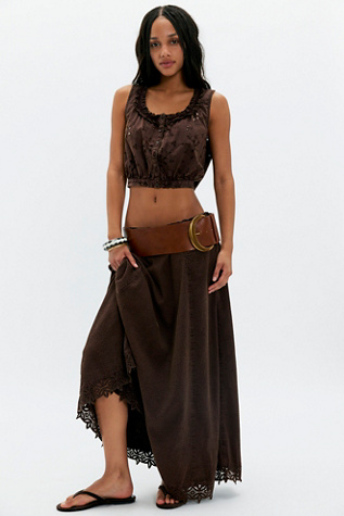 Madelyn Cotton Maxi Skirt Co-Ord at Free People in Mochaccino, Size: Large