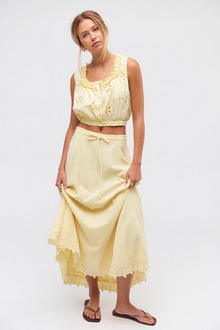Madelyn Cotton Maxi Skirt Set by Free People in Yellow, Size: XL