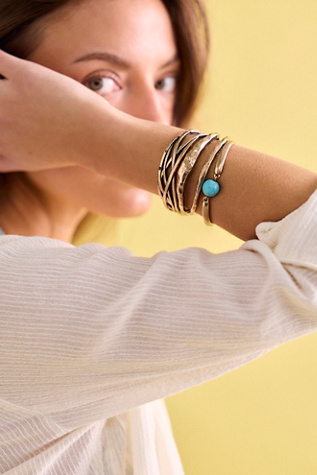 Muse Stack Bangle Set at Free People in Turq