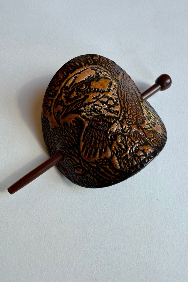 Tooled Leather Hair Barrette Selected by Wax Plant #1