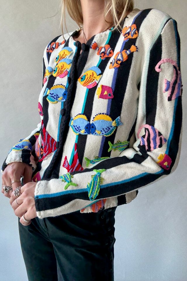 90s Striped Fish Cardigan Selected by Wax Plant