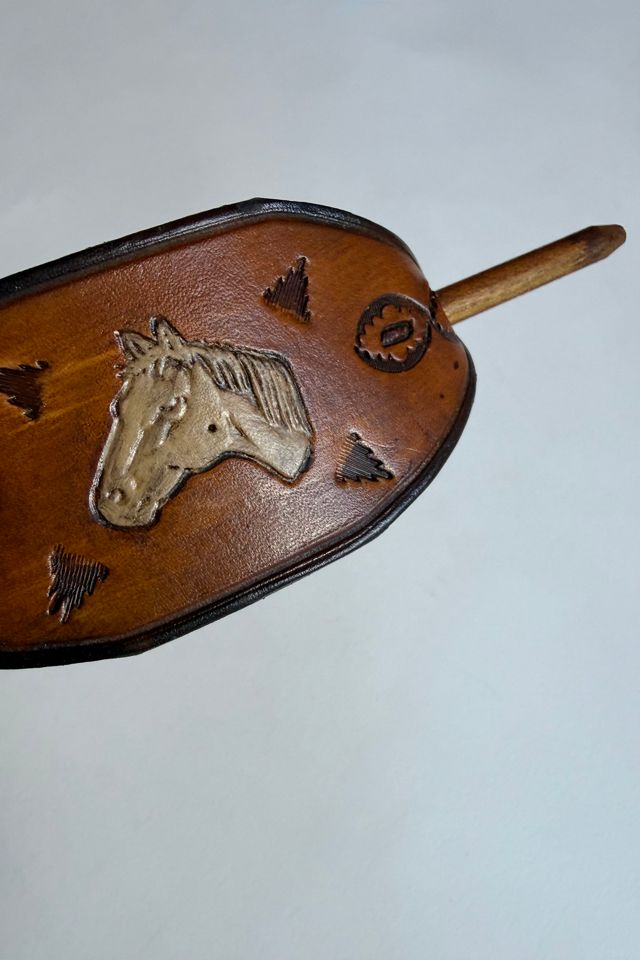 Tooled Leather Hair Barrette Selected by Wax Plant #1