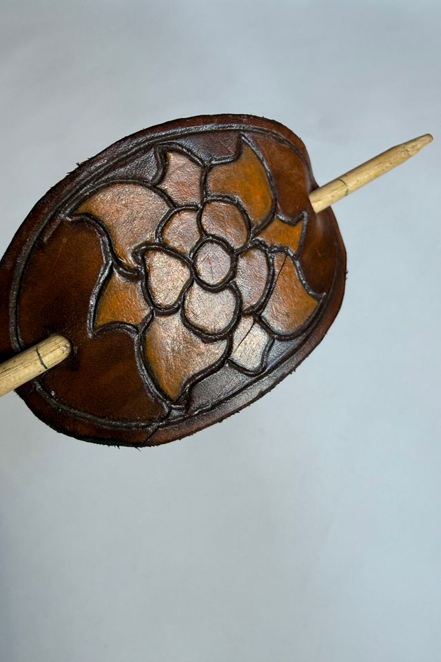 Flower Tooled Hair Barrette Selected by Wax Plant #1