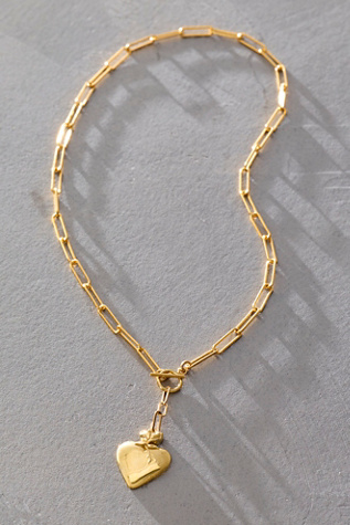 Iwona Aurora Paperclip Heart Necklace by Iwona Ludyga Design at Free People in Gold