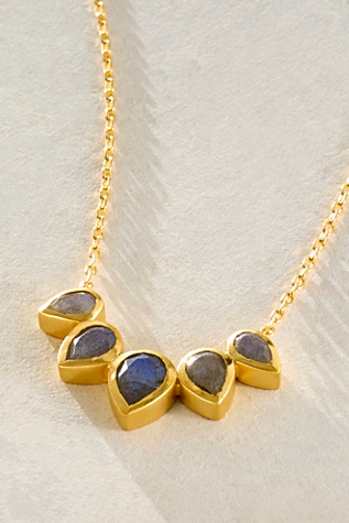 Satya Awaken Intuition Labradorite Petal Necklace by Satya Jewelry at Free People in Gold
