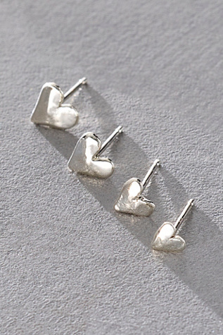 8.6.4. Design Heart Stud Set by 8.6.4 Design at Free People in Silver