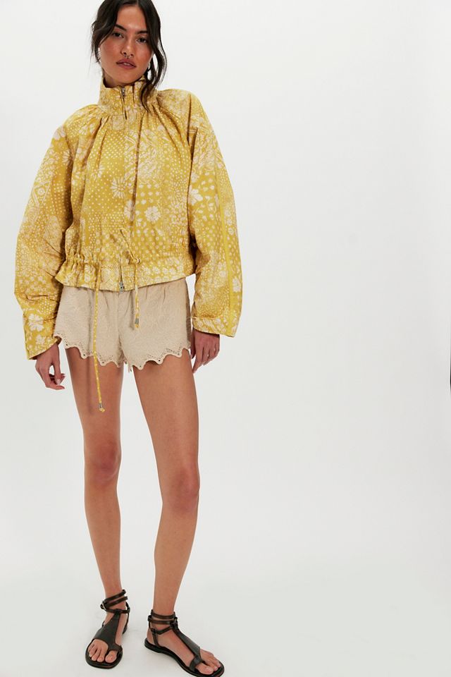 Devon Printed Balloon Funnel-Neck Jacket | Free People