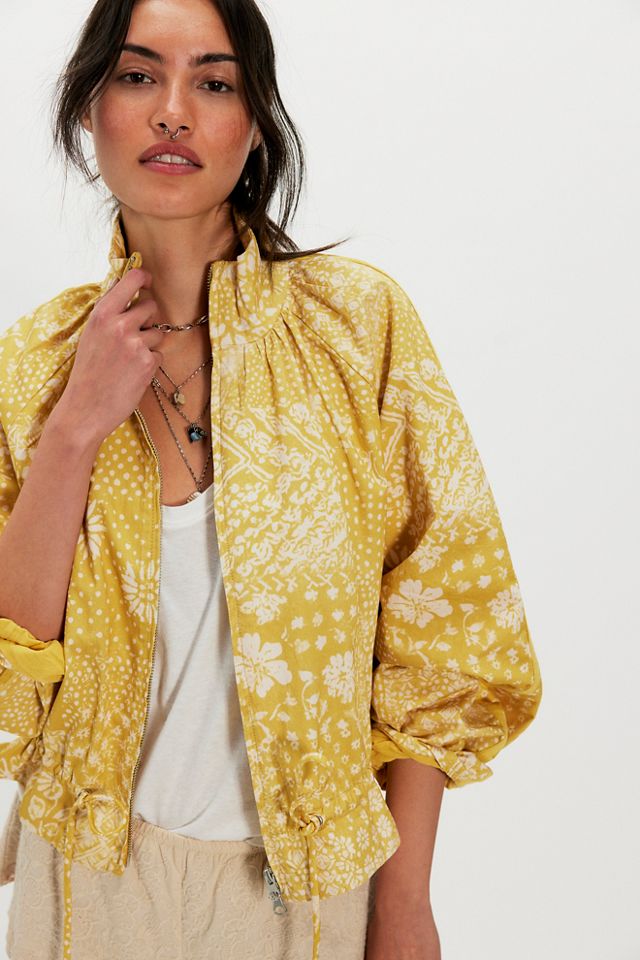 Devon Printed Balloon Funnel-Neck Jacket | Free People