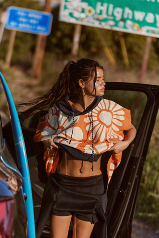 Nomadix Surf Changing Poncho Jacket at Free People in Big Flowers Expedition Orange, Size: M/L
