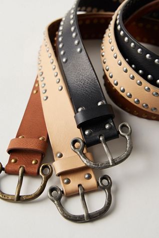 メンズ jentlouis Leather Studded Belt ベルト