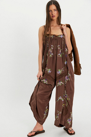 Strawberry Garden Jumpsuit by Free People in Brown, Size: M