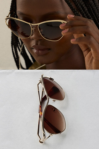 Priestly Premium Polarized Sunglasses by Free People in Gold