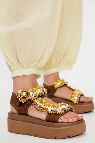 Castaway Sport Sandals by Nan-Ku Couture at Free People in Brown, Size: EU 39