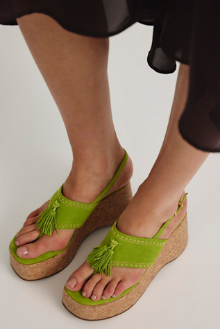 Happy Hour Platforms by Vicenza at Free People in Moss Suede, Size: US 9