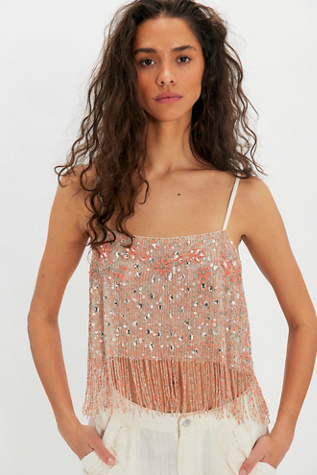 Juliet Beaded Top by Free People in Pink, Size: L