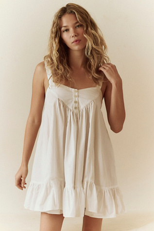 Heart Eyes Cotton Mini Dress by free-est at Free People in White, Size: XS
