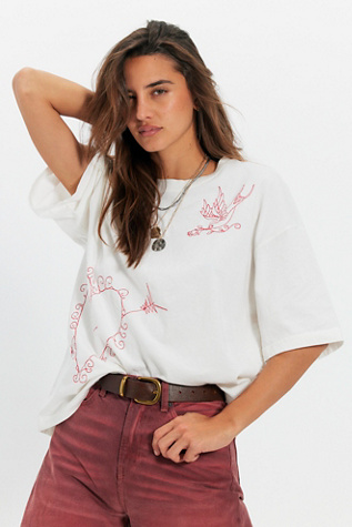 Ragabond More Amore Embroidered Tee at Free People in White, Size: S