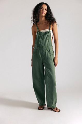 We The Free Rowen Slim Arc Overalls at Free People in Green, Size: S