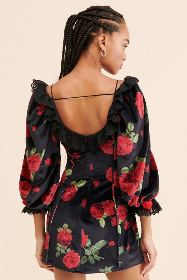 For Love & Lemons Yara Printed Velvet Mini Dress #1