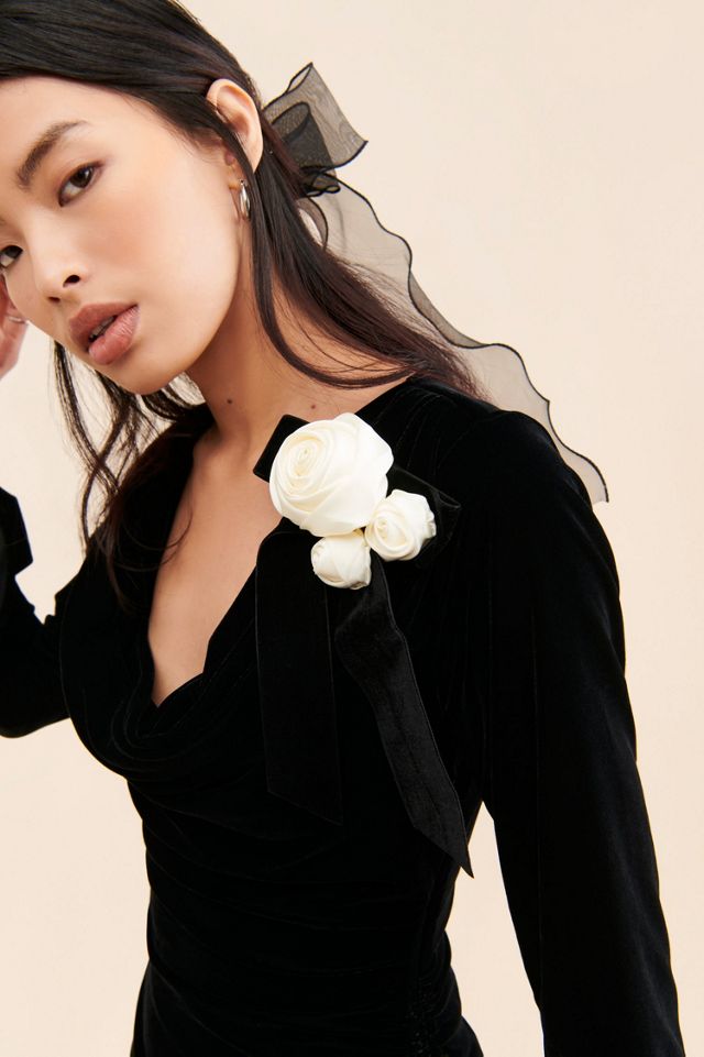 black floral mini dress long sleeve Frankie Long Sleeve Mini Dress