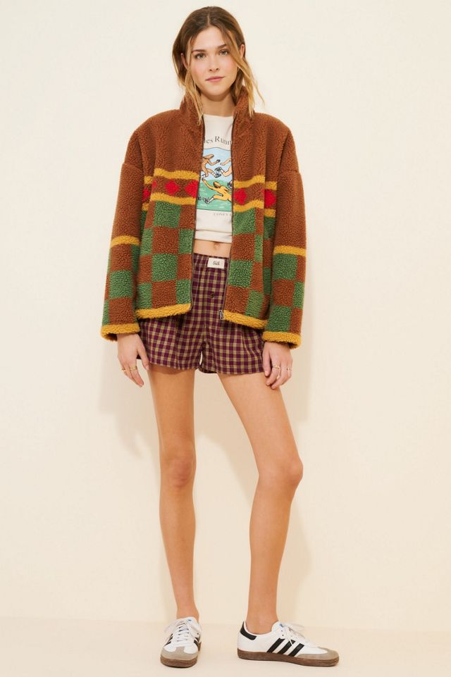 Found Checkered Zip-Up Sherpa #3