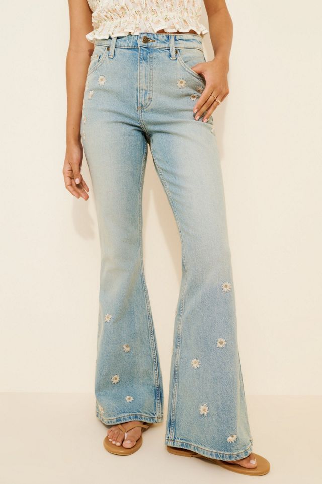 Lee Vintage High-Rise Flare Embroidered Jeans | Free People