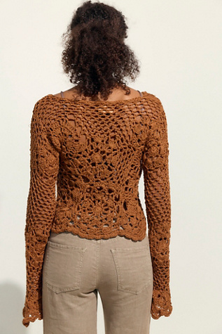 Женский свитер The Farra Full Pilcha Crochet, цвет: Коричневый — фото 2