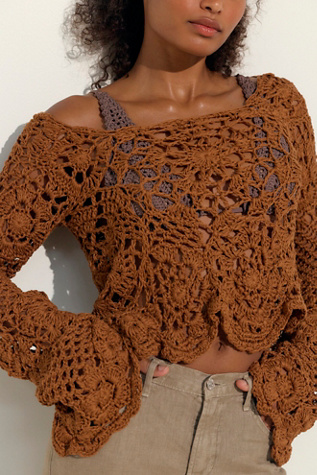 Женский свитер The Farra Full Pilcha Crochet, цвет: Коричневый — фото 3