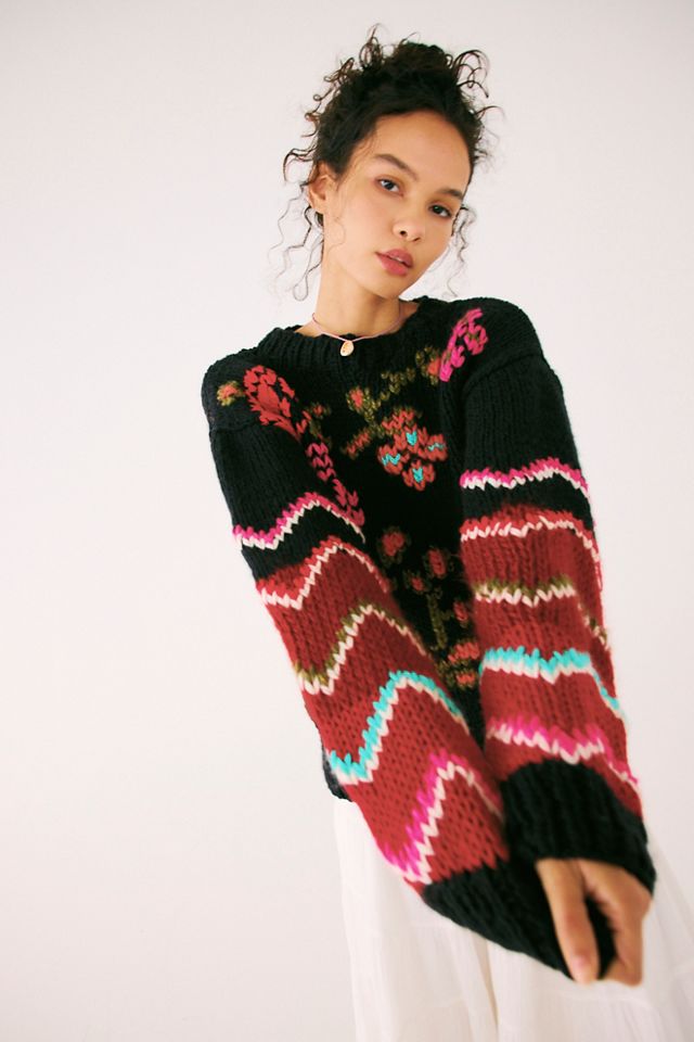 Chandail en tricot de laine rose The Farra #4