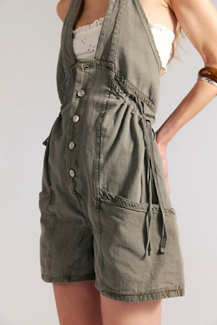 We The Free Bonanza One-Piece Romper Shortalls at Free People in Green, Size: US 6