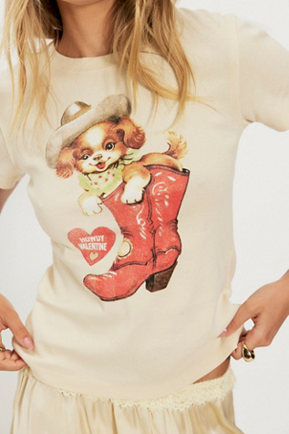 Ragabond Stealing Hearts Baby Tee at Free People in White, Size: M