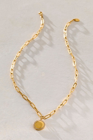 Brenda Grands Paperclip Coin Necklace at Free People in Gold