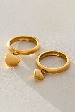 Brenda Grands Double Puffy Heart Ring at Free People in Gold, Size: US 8