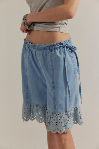 Riviera Cutwork Bloomer by We The Free at Free People in Light Wash, Size: M