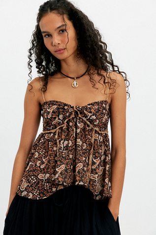 Malia Babydoll Tank Top by Free People in Black, Size: XL