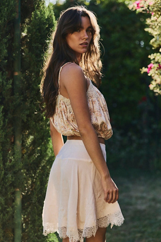 Something Satin Mini Slip Skirt by Intimately at Free People in Tan, Size: S