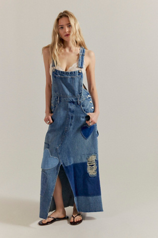 We The Free Key To My Heart Patched Skirtalls at Free People in Blue, Size: S