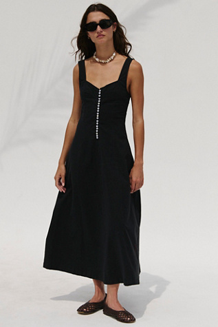 knee length dresses for ladies Linen Wrap Dress Eliana Pure Black Xs / Pure Black main image 1
